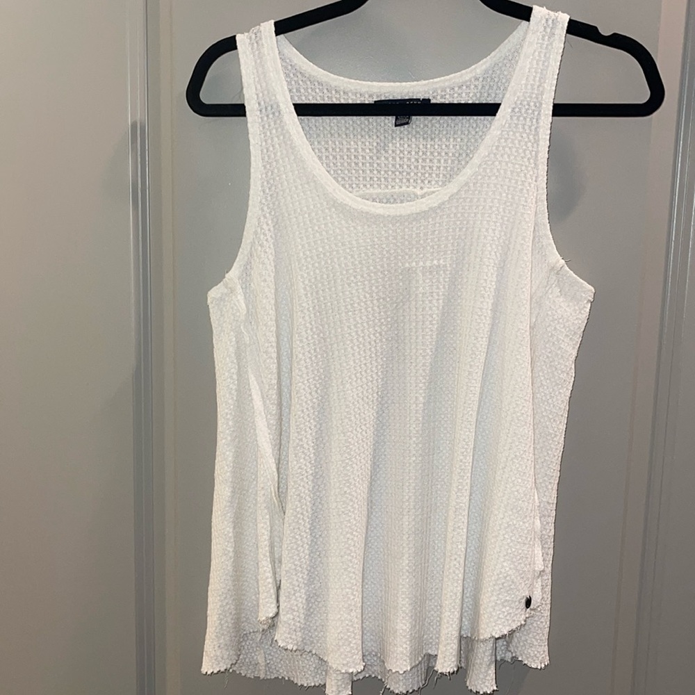 White soft distressed tank